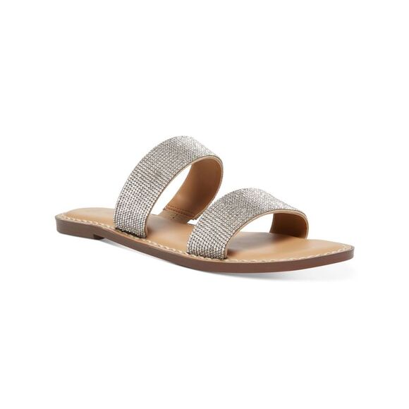 WILD PAIR Womens Silver Ginnie Round Toe Slip On Slide Sandals Shoes 10.5 M - Picture 1 of 4